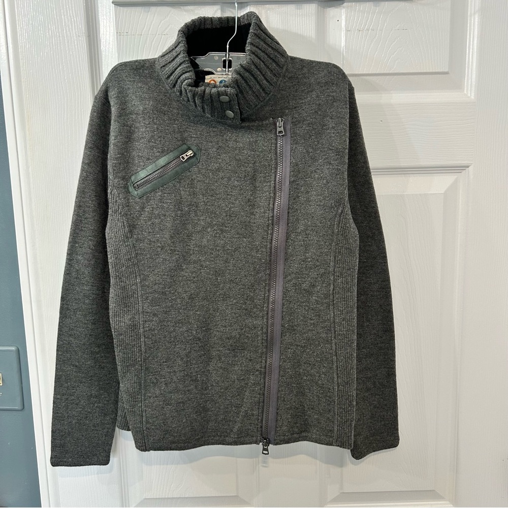 Title Nine Women's Sweater Jacket Full Zip Wool Blend Cold Weather Size S Gray